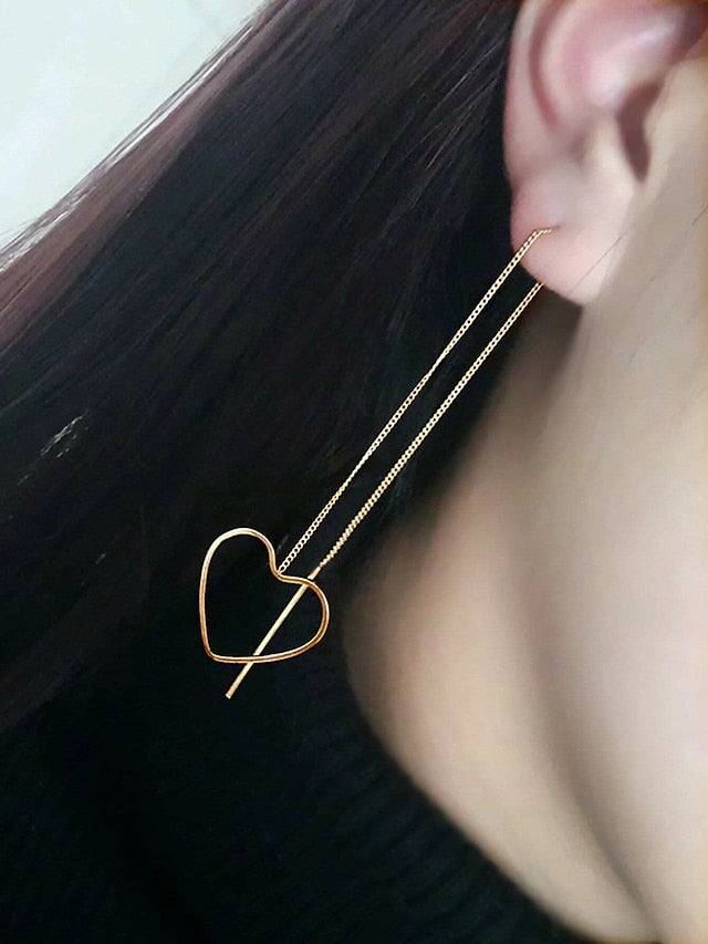 1 Pair Drop Earrings For Birthday Gift Prom Alloy Tassel Fringe Sweet Heart for Women