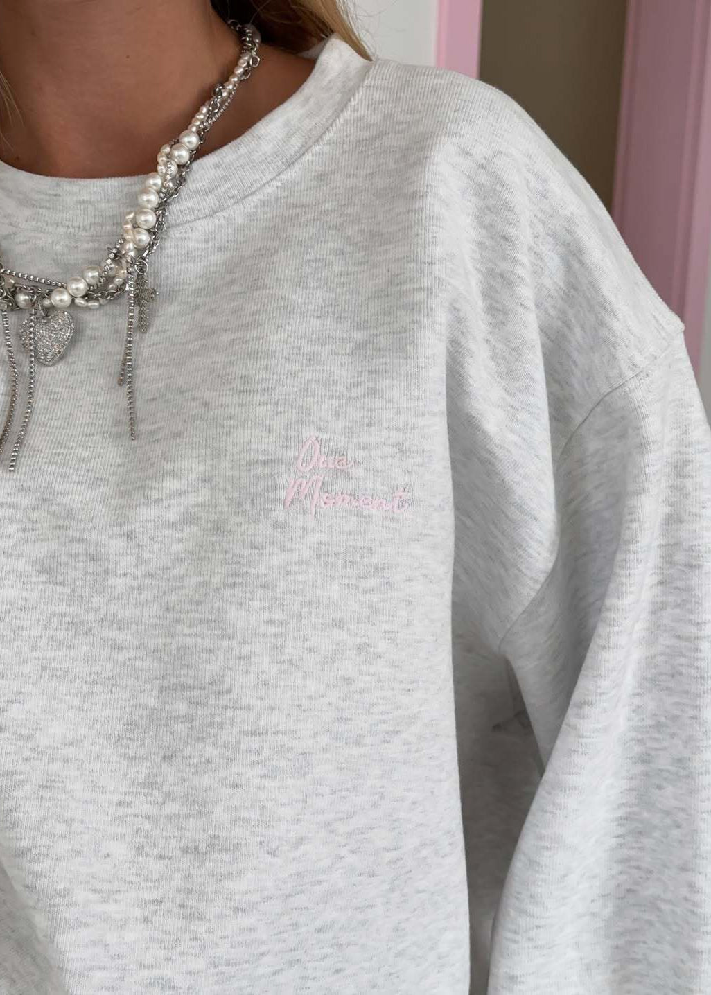 Oversized Gray Sweatshirt – Casual Long Sleeve Pullover