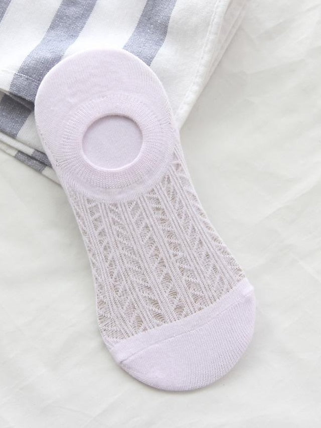 socks women spring and summer new glass silk ladies non-slip invisible socks cotton hollow mesh air conditioning socks boat socks women for Women