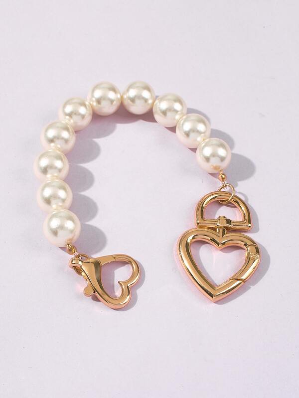 Faux Pearl Heart Decor Bracelet for Women