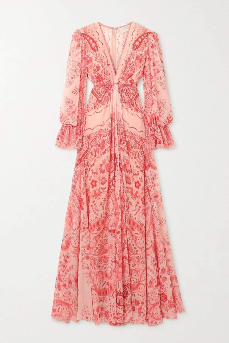 Gloria Paisley Printed Ruffled Maxi Dress