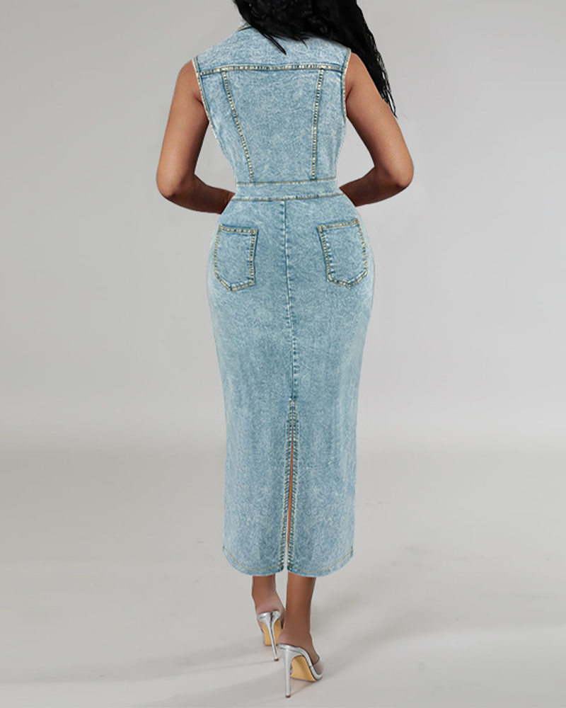 Denim Lapel Dress