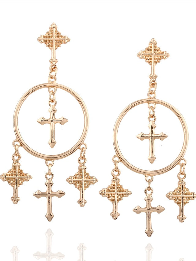 1 Pair Drop Earrings For Street Date Alloy Classic Cross for Women