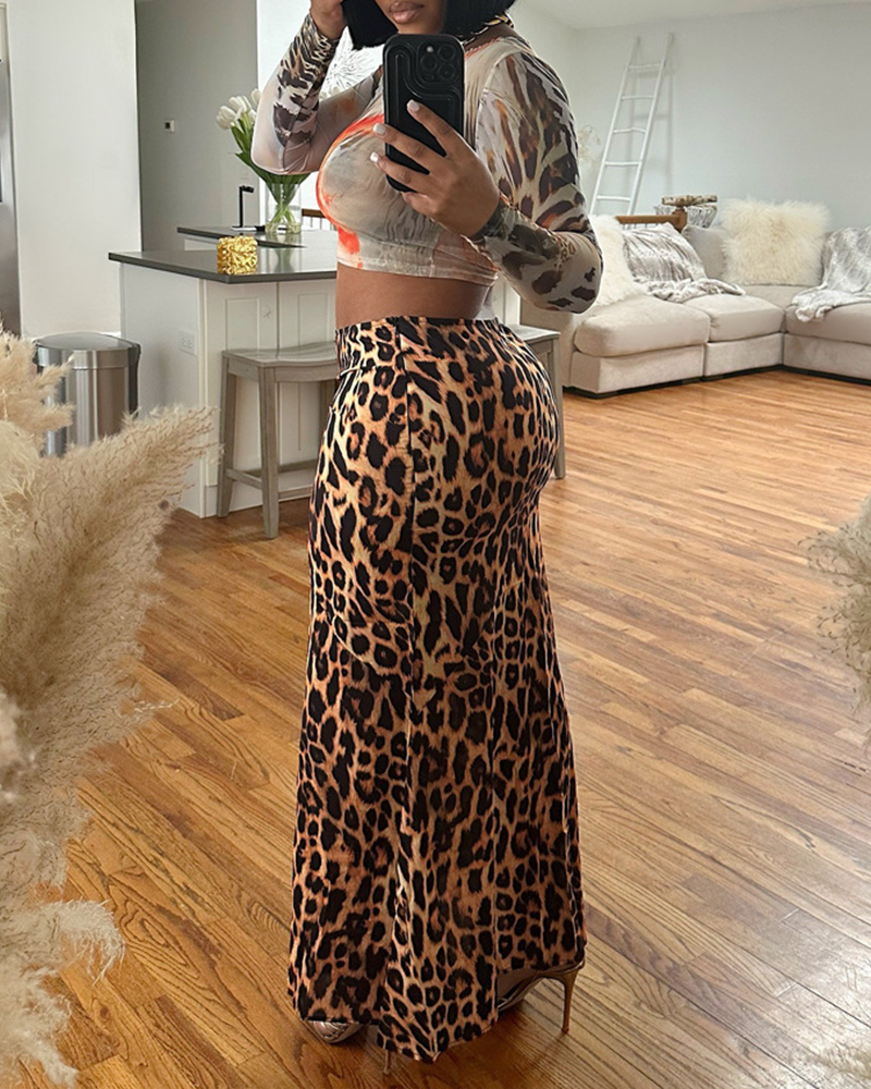 Printed Hip-Hugging Slim Skirt Suit