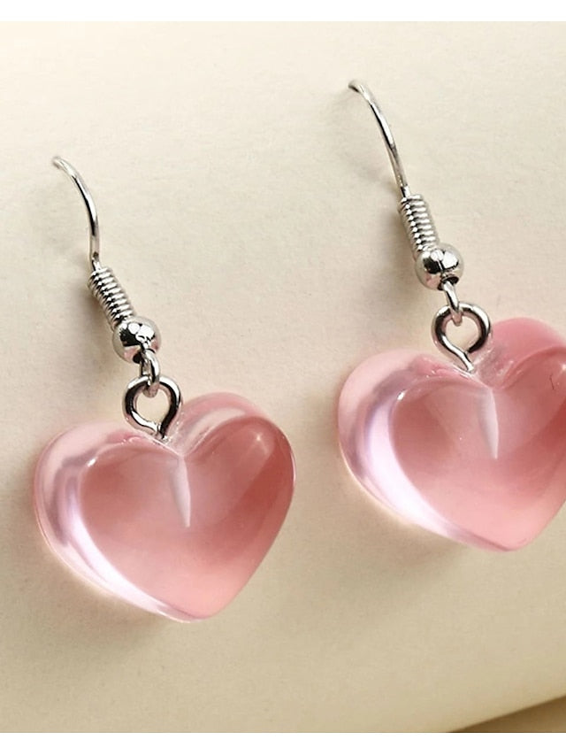 1 Pair Drop Earrings For Birthday Gift Prom Plastics Classic Sweet Heart for Women