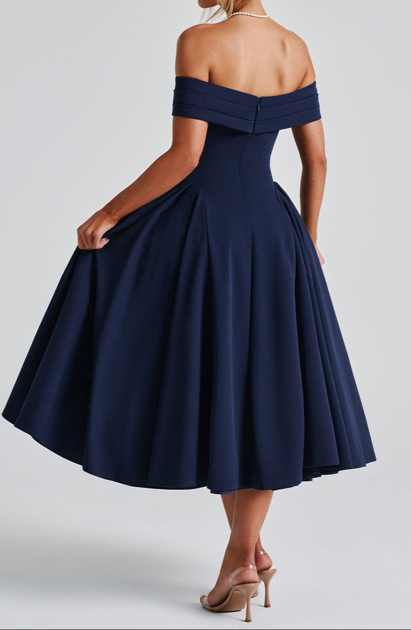 Violeta Midi Dress-Navy