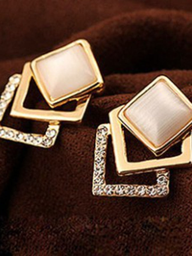 1 Pair Stud Earrings For AAA Cubic Zirconia Daily Alloy Classic Fashion for Women