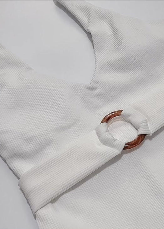 Carmela – Textured Belted One-Piece Swimsuit