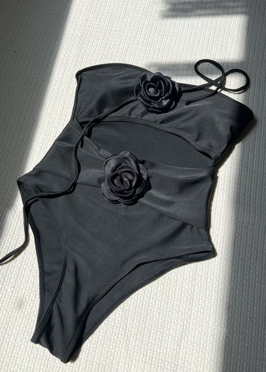Alora Cutout One-Piece Swimsuit with Floral Rosettes