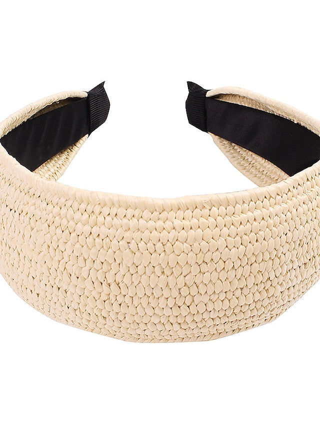 1 Pcs Headband Straw Knotted Headbands Women Hair Head Bands Turban Cute Headbands Straw Twist Hair bands for hair Wide Thick Top Knot Hairbands For Girls for Women