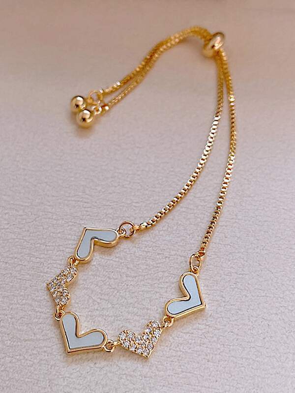 Rhinestone Heart Decor Bracelet for Women