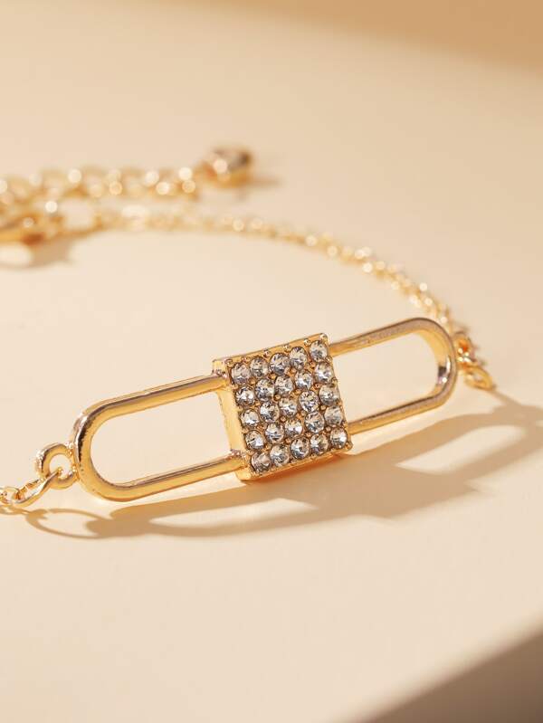 Rhinestone Lock Decor Chain Bracelet for Women
