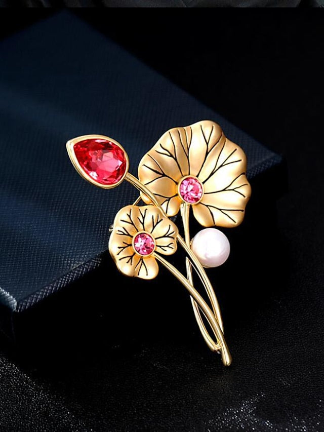 Brooches Retro Flower Luxury Sweet Brooch Jewelry Red Green For Office Daily Prom Date Beach for Women