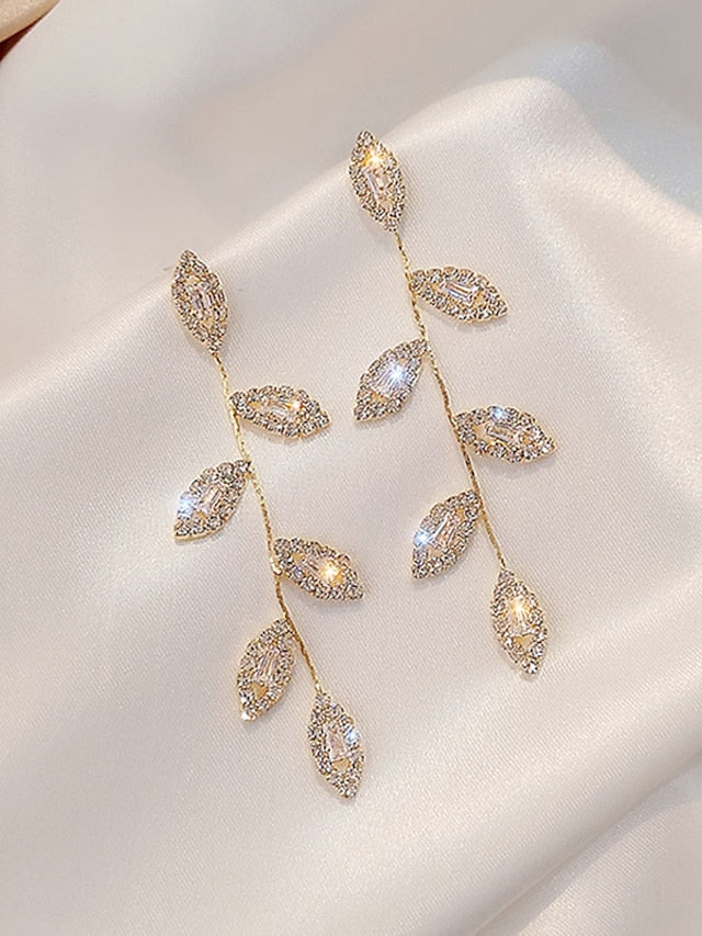 1 Pair Drop Earrings For Birthday Gift Prom Alloy Drop Leaf for Women