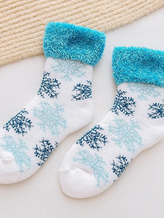 Crew Socks Thick Winter Warm Socks Home Christmas Work Polyester Spandex Nylon Basic Casual Warm Elastic Casual 1 Pair for Women