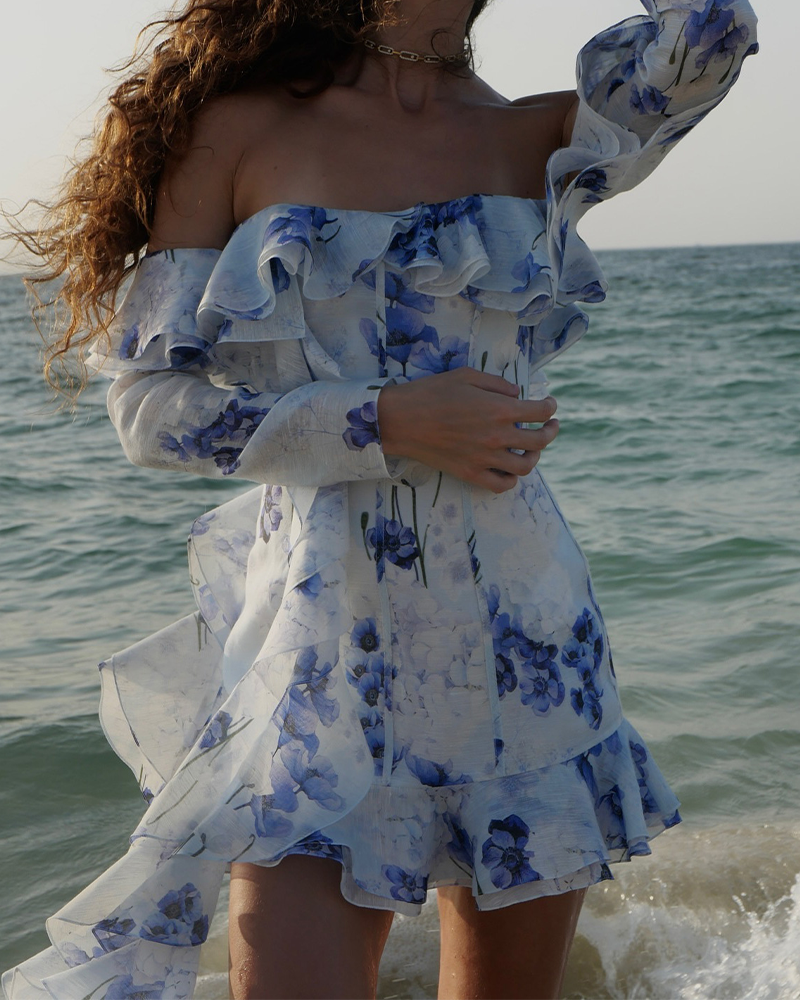 Irregular Lace Tube Top Dress