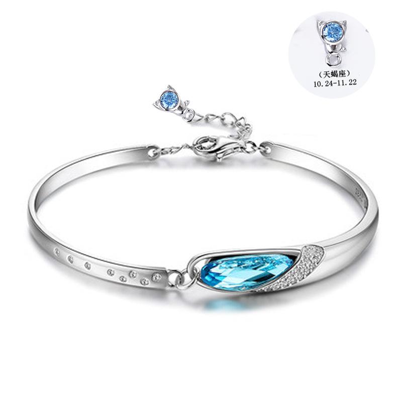 Women 12 Zodiac Signs Silver Bracelet for Women