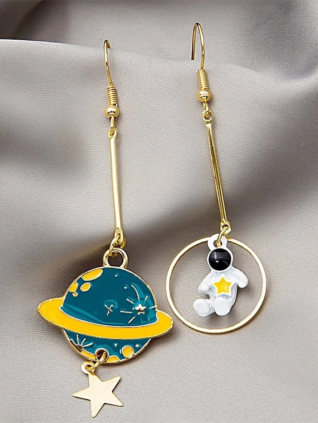 1 Pair Drop Earrings Mismatch Earrings For Street Gift Prom Alloy Monogram Fashion Moon Star for Women