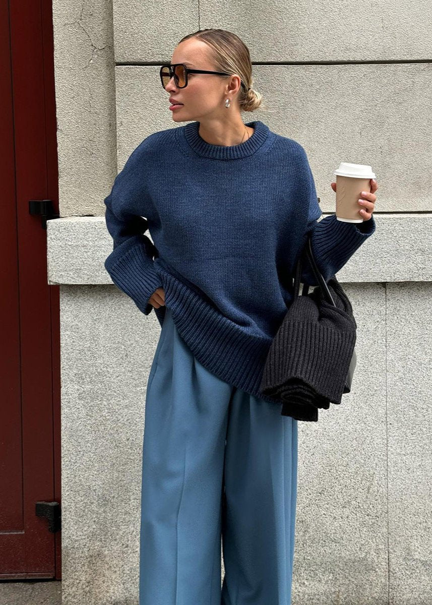 Midnight Blue Relaxed Knit Sweater