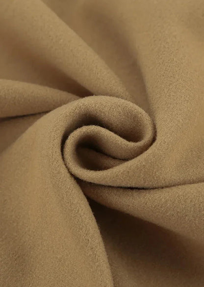 Classic Double-Breasted Camel Wool Coat