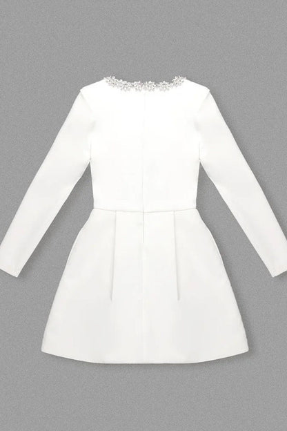 Alexia Square Collar Rhinestone Trim Mini Dress