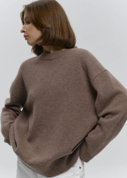 Cocoa Haze - Relaxed Knit Pullover Sweater