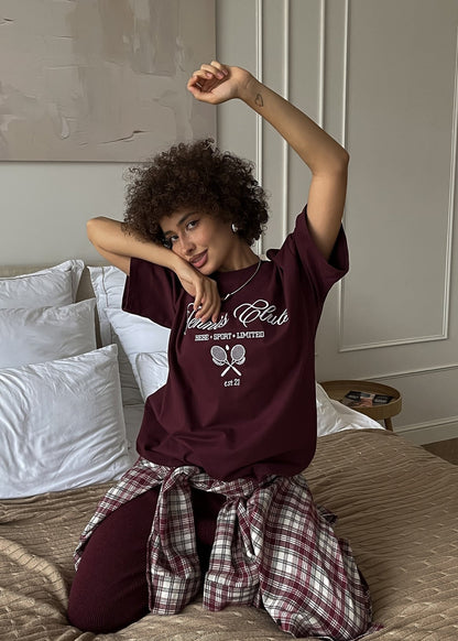 Tennis Club Oversized Graphic T-Shirt