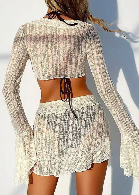 Sheer Cover-Up & Bikini Set – 4-Piece Beachwear