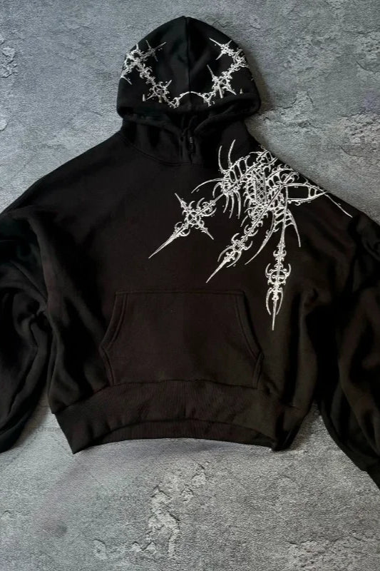 Retro Personalized Print Oversized Hoodie