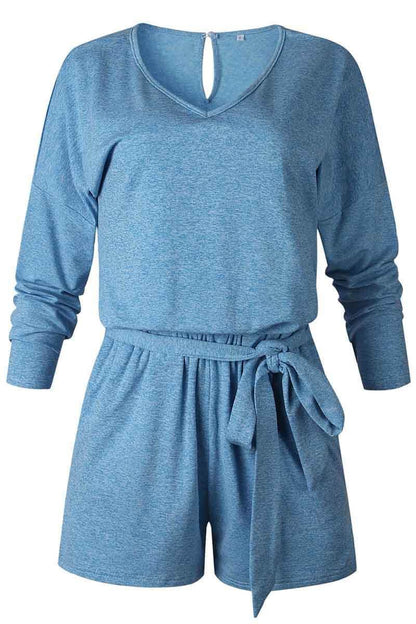 V Neck Lace-up Romper(2 Colors)