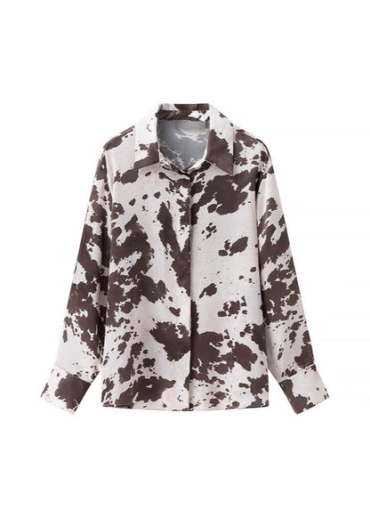 Wild Mesa - Satin Cow Print Button-Up Shirt