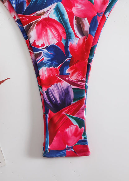 Tropic Bloom Ruched Strap Bikini Set