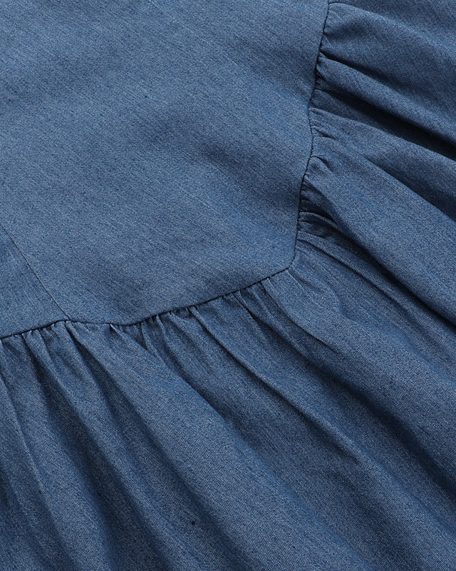 Strappy Tube Top Imitation Denim Dress Short Dress