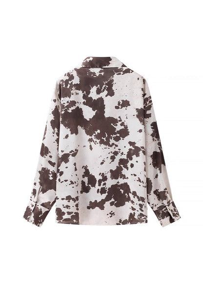 Wild Mesa - Satin Cow Print Button-Up Shirt
