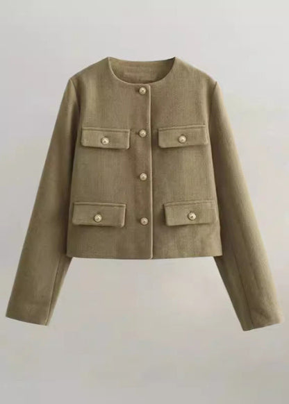 TailoRed Tweed Cropped Jacket – Classic Elegance with Gold Button Accents