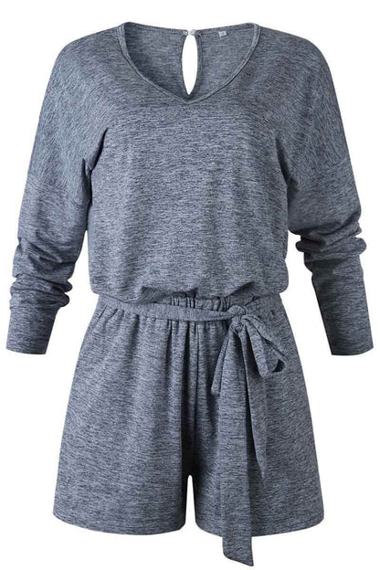 V Neck Lace-up Romper(2 Colors)