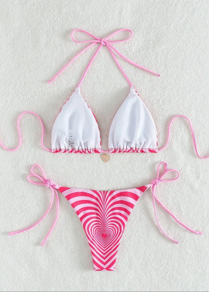 Heartwave - One-Piece Swimsuit with Optical Illusion Print