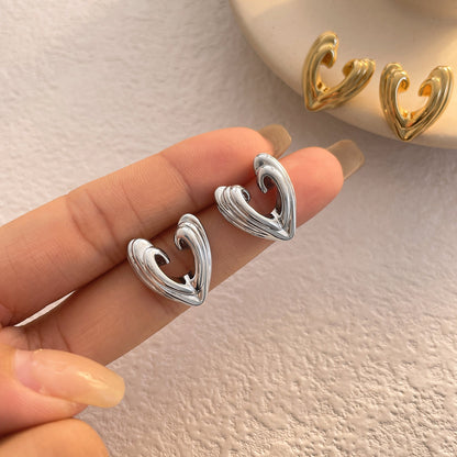 Sculpted Heart Stud Earrings
