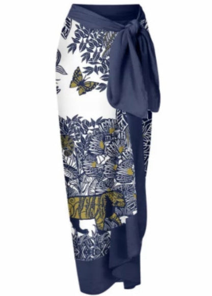 Wild Elegance Printed One-Piece Swimsuit & Wrap Skirt Set