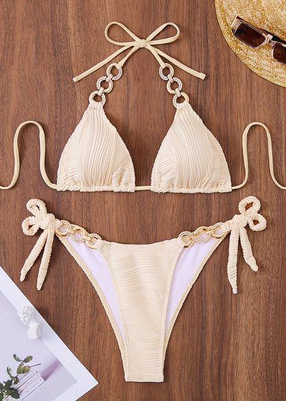 Serena - One-Piece Swimsuit with Pleated Fabric & Chain Details