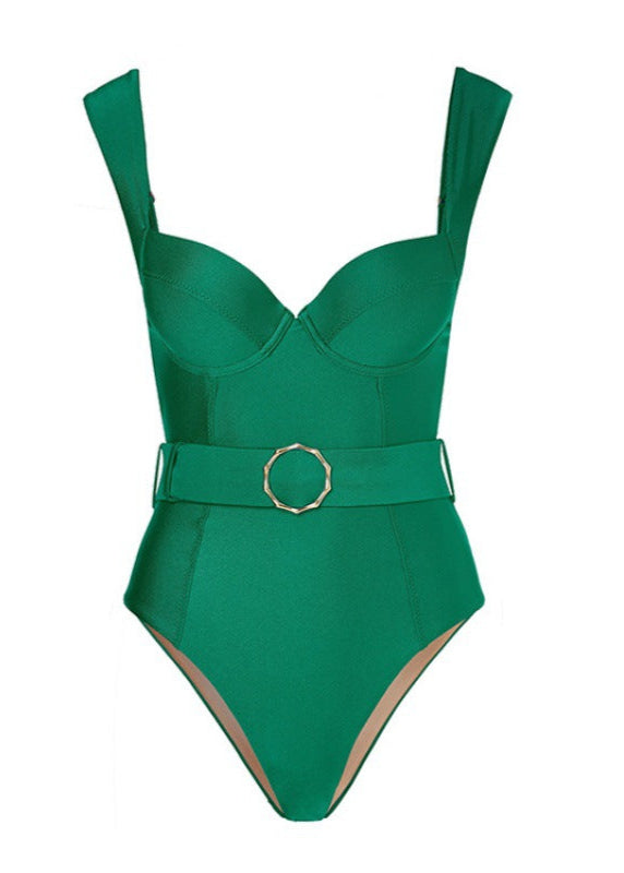 Emerald Shape - StructuRed One-Piece Swimsuit with Belt