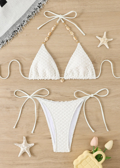 TextuRed Shell-Embellished Triangle Bikini Set