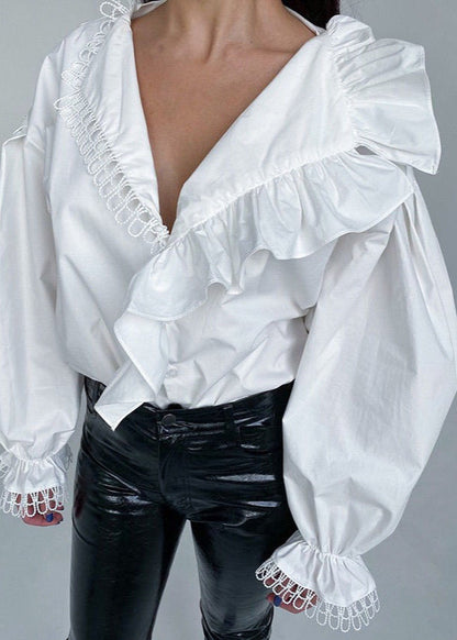 Aurora – Ruffle Trim Long Sleeve Blouse