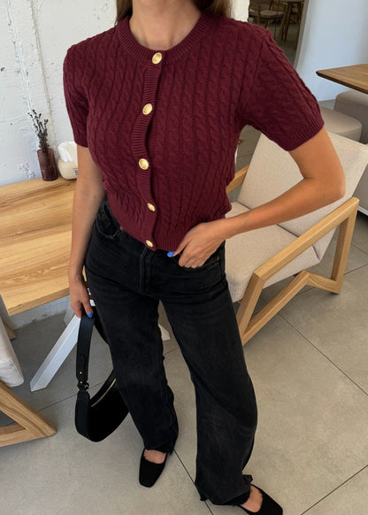 Amira - Cable Knit Button Cardigan