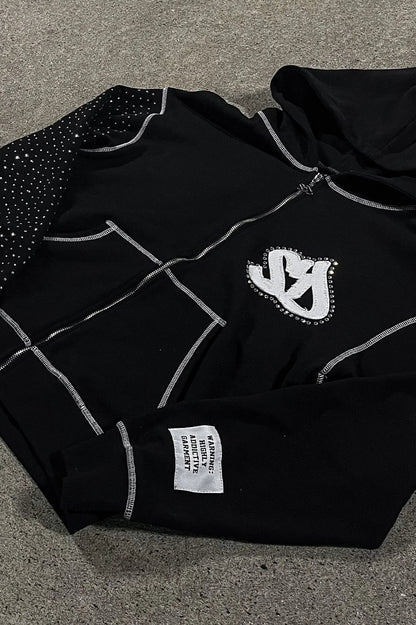 Embroidery Zipper Oversize Hoodie