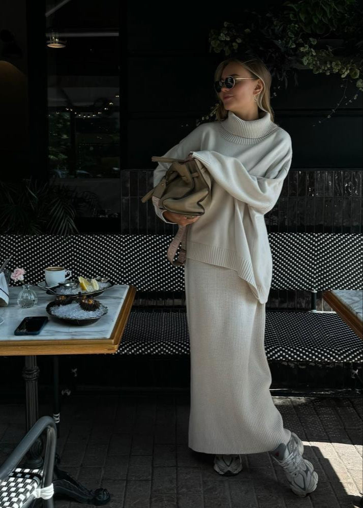 Lorienne - Oversized Knit Sweater and Maxi Skirt Set