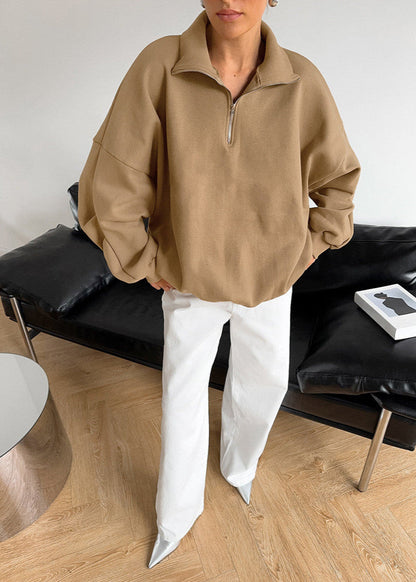 Tulip Zipper Sweatshirt – Oversized Half-Zip Pullover