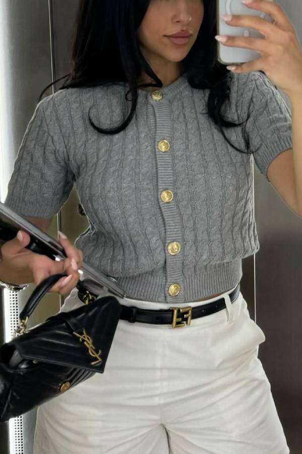 Solid Color Short Knit Sweater