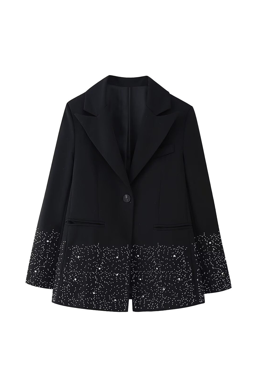 Conjunto de blazer y pantalones cortos adornados con diamantes de imitación de Cornelia 