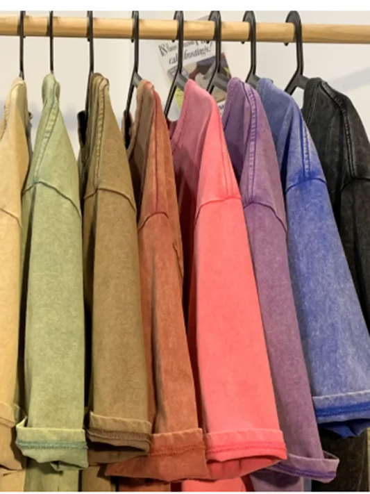 100% Combed Cotton T-shirt Acid Washed T Shirt For Men Unisex Vintage T-shirt Y2k Casual Top Tee Men’s Clothing